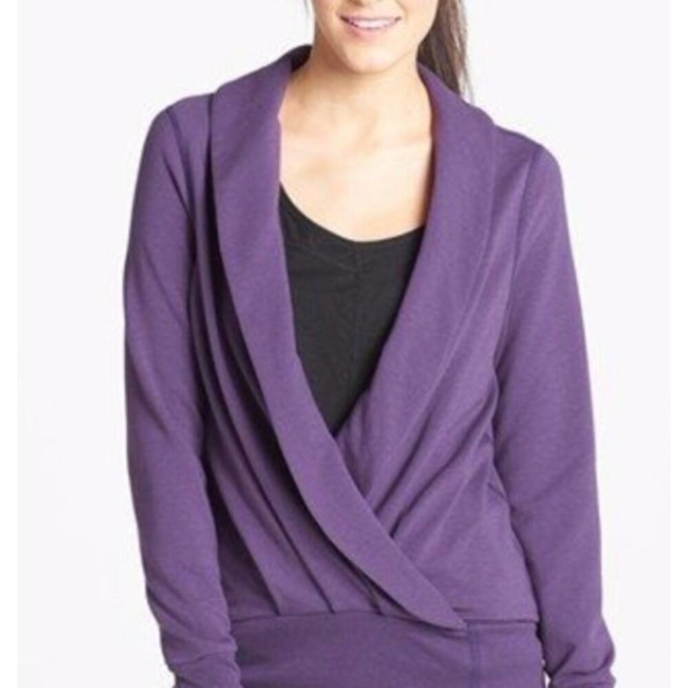 Karma Athletic Long Sleeve Open Wrap Front Top Medium